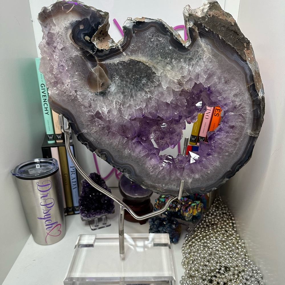 Amethyst Large Point Portal w/Custom Stand- AMYPTLSTAND-001 - Picture 2 of 11